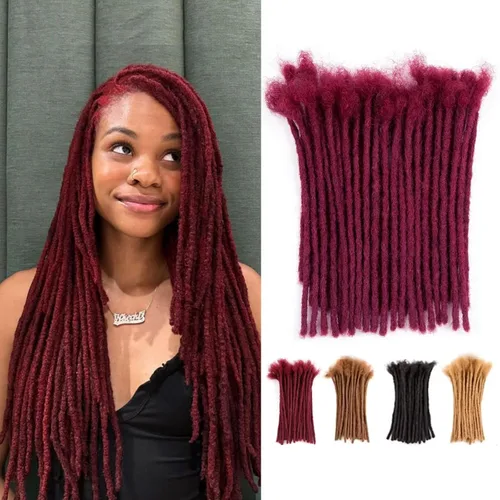 Miniatura 34 de Extensiones Loc de 10 pulgadas de grosor de cabello humano de 10 pulgadas, 10 hebras, extensiones de rastas de cabello humano para mujeres