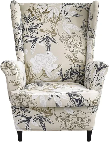 Miniatura 37 de NILUOH Funda para silla Wingback, 2 piezas, fundas elásticas de elastano para silla con respaldo de ala, funda lavable para sillones con respaldo