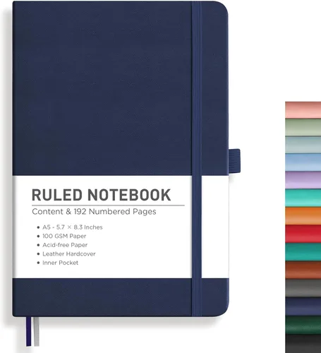 Miniatura 46 de RETTACY Cuaderno rayado, 192 páginas numeradas, tamaño A5 mediano (5.7 x 8.3 pulgadas), para hombres y mujeres, para hacer notas, escritura, trabajo