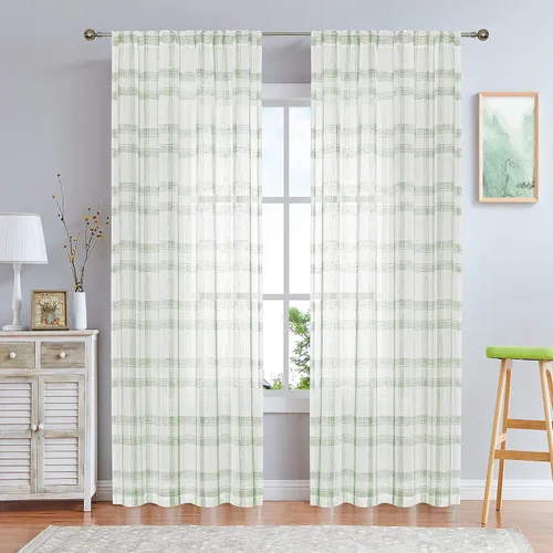 Miniatura 10 de Randall Paneles de Cortinas Geométricas Modernas Par Suave al Tacto Filtrado de Luz Negro Semi-Transparente Aspecto de Lino Cortinas con Diseño