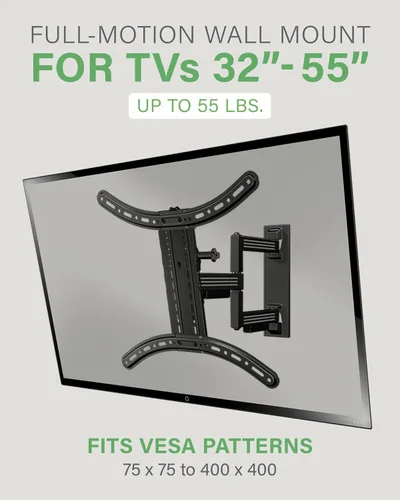 Miniatura 2 de SANUS Soporte de TV de movimiento completo – Soporte de pared de TV de 32 a 55 pulgadas que se inclina, se extiende y gira – Fácil instalación