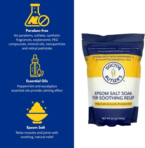 Miniatura 2 de Doctor Butler's Epsom Salt Soak – Sales de baño para alivio de hemorroides para hombres y mujeres, calma y proporciona alivio natural asociado