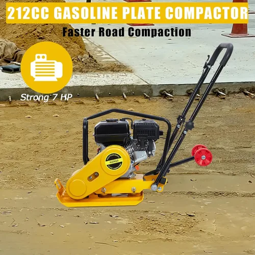 Miniatura 2 de GarveeHome 7HP Plataforma compactadora de pisón, motor de gas de 212 CC, manipulación vibratoria de compactación de 4200 libras, 22.1 x 15.9