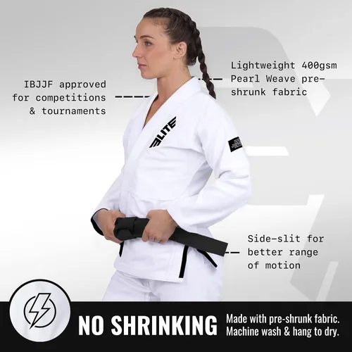Miniatura 2 de Elite Sports Ultra ligero BJJ GI para mujer - IBJJF Jiu-Jitsu GI para niñas y mujeres (consulte la guía especial de tallas)