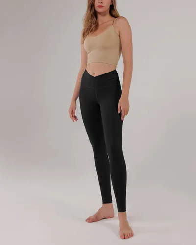 Miniatura 4 de ODODOS - Leggings de cintura cruzada para mujer diseño con bolsillo interno para yoga deportes gimnasia o entrenamiento pantalones deportivos