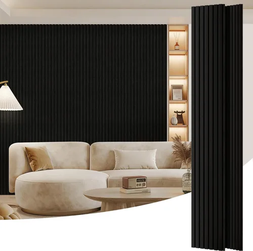 Miniatura 21 de Paquete de 2 paneles de madera para pared, paneles acústicos de listones de madera de 48 x 24 pulgadas, paneles acústicos para decoración de paredes
