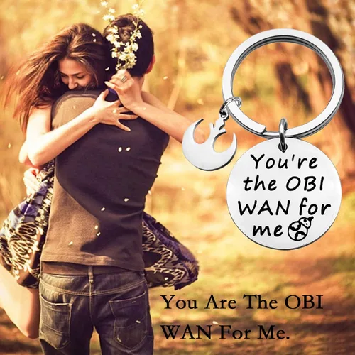 Miniatura 6 de Regalo para novio inspirado en la película, regalo con texto en inglés "You Are The OBI WAN For Me", llavero de regalo para marido