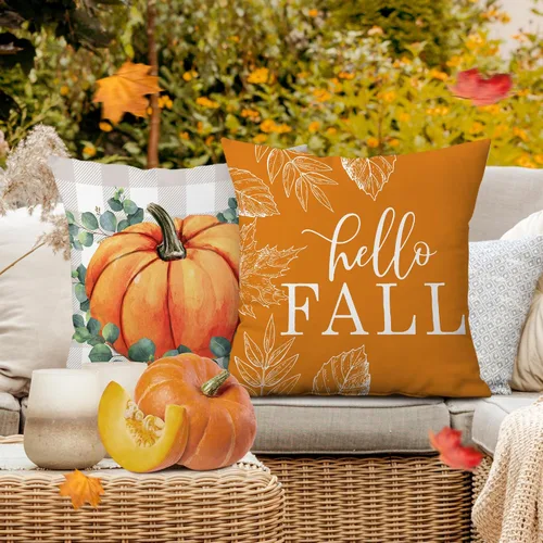 Miniatura 4 de pinata Juego de 4 fundas de almohada de otoño de 18 x 18 pulgadas, almohadas decorativas de otoño para sofá, hogar y exterior, decoración de otoño