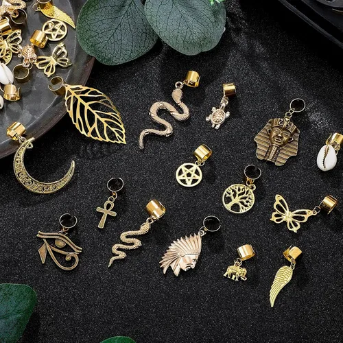 Miniatura 5 de Chunyin 40 piezas de joyería para el cabello para mujer, trenzas Loc, accesorios dorados para el cabello para hombres, trenzas de rastas