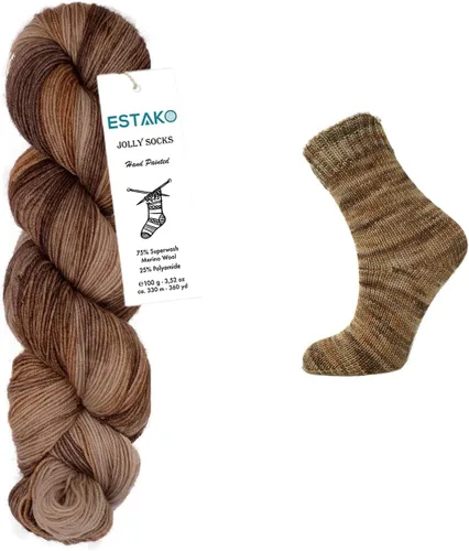 Miniatura 12 de Estako Jolly Socks Hilo Pintado a Mano 75% Lana Merino Superwash y 25% Poliamida (Fine/Sport 2 Peso) / 3.52 Oz - 100 gr / 360 Yardas - 330 mt