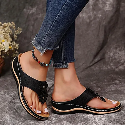 Miniatura 132 de Ladmiple Sandalias ortopédicas florales de moda 2023 con soporte de arco, zapatillas romanas casuales con puntera abierta
