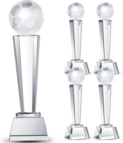 Miniatura 8 de Meooeck Trofeo de cristal con caja de regalo de 9.1 x 2.8 pulgadas, pisapapapeles para escritorio, decoración de mesa grande para torneos