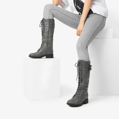 Miniatura 9 de DREAM PAIRS - Botas de poliuretano a la rodilla para mujer, estilo de equitación o combate