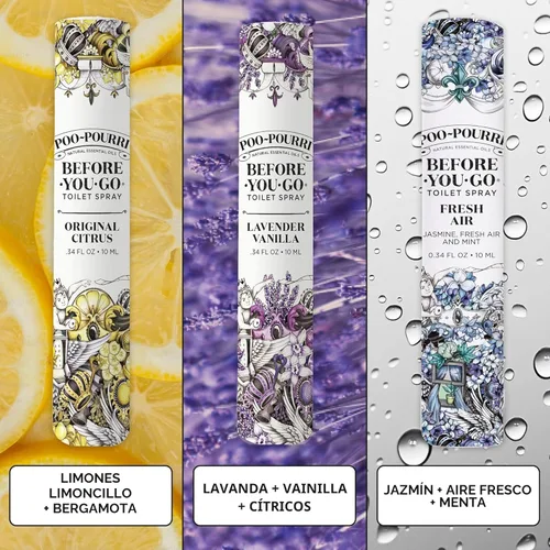 Miniatura 5 de Poo-Pourri Before-You-Go Spray para Inodoro, Artículos Esenciales de Viaje, 0.34 Fl Oz, Variedad In A Pinch Paquete de 3, Cada Uno Hasta 20 Usos