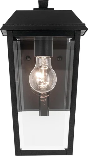 Miniatura 4 de Kichler Mathus 59118BKT - Lámpara de pared tradicional para exteriores, con textura negra, de lujo, con vidrio transparente, para paredes