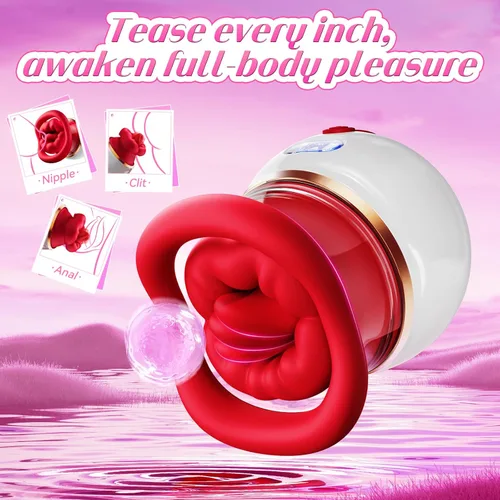 Miniatura 6 de Vibrador de succión de rosas, vibrador de boca mejorado 5 en 1, juguetes sexuales para mujeres con pantalla LCD, 10 chupadores, 10 lamiendo