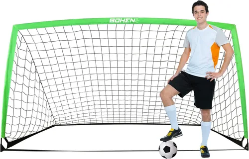 BOHEN 9x5 FT Kids Soccer Goals with Carry Bag, Portable Folding Soccer Net for Backyard Training, Indoor/Outdoor Use for Youth and Adult Verde