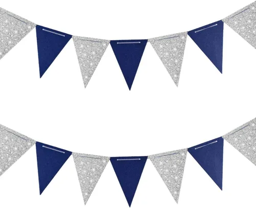 Miniatura 7 de Bandera triangular negra de 20 pies para decoraciones de fiesta, 30 banderas