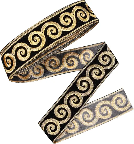 Miniatura 7 de PH PandaHall Cinta jacquard de 1.75 pulgadas, 4 yardas con adhesivo en caliente, ribete floral negro dorado bordado, cinta tejida de tela con flecos
