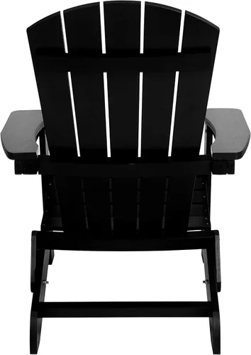 Miniatura 7 de Flash Furniture Charlestown – Silla plegable Adirondack de poliresina para interiores o exteriores, resistente a la intemperie, color negro