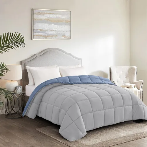 Miniatura 5 de Homelike Moment Edredón tamaño King - Azul. Relleno de edredón tamaño King, alternativo al plumón, ligero, ropa de cama acolchada, suave, reversible