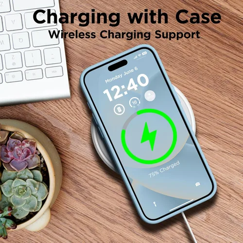 Miniatura 5 de Funda compatible con iPhone 15 Pro, funda de silicona líquida, funda protectora de cuerpo completo a prueba de golpes, funda delgada para teléfono