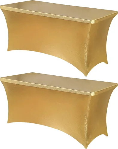 Miniatura 49 de Obstal Funda de mesa de elastano elástica de 4 pies para mesas plegables estándar, paquete de 2 manteles rectangulares universales ajustables