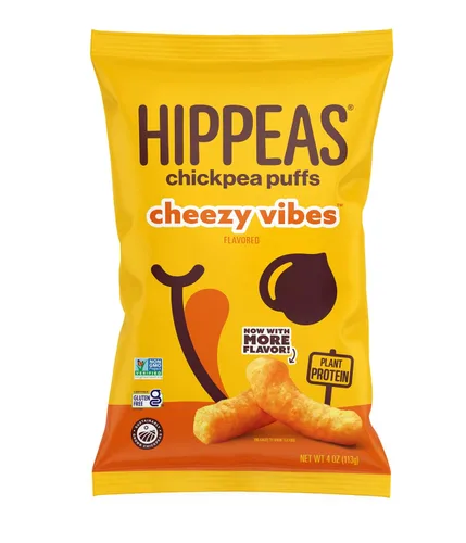 Miniatura 12 de Hippeas - Bocadillos de garbanzos inflados, cheddar blanco vegano, 4 onzas (paquete de 1), 4g de proteína, 3g de fibra, vegano, sin gluten