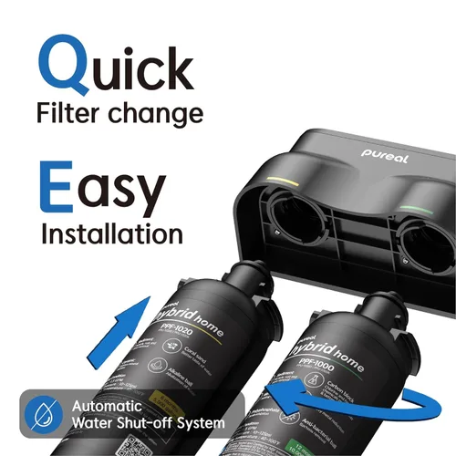 Miniatura 5 de Pureal Hybrid Home PPU-1020D - Sistema de filtro de agua de 2 etapas para debajo del fregadero, 10 K galones, NSF/ANSI 42 y 372, filtro de con grifo
