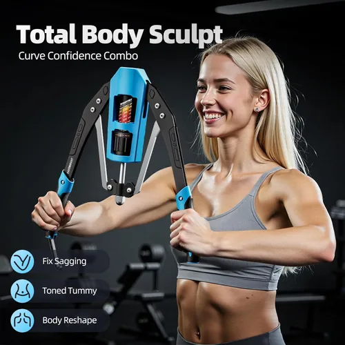 Miniatura 5 de EAST MOUNT Ejercitador de brazo Twister – Potencia hidráulica ajustable de 22 a 440 libras, expansor de pecho para el hogar, equipo de entrenamiento