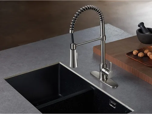 Miniatura 6 de Gourmetier LS8678CTL Continental - Grifo de cocina de un solo mango, níquel cepillado