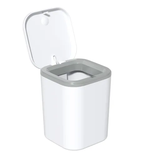 Miniatura 11 de Bote de basura de plástico de 2 L, mini bote de basura de escritorio de 0.5 galones, color gris Azul y gris