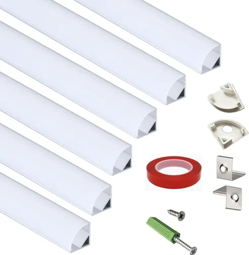 THMOOTHER Paquete de 6 tiras LED premium en forma de V de 16 pulgadas con difusor anti UV, mejora tu iluminación para esquinas con estilo y