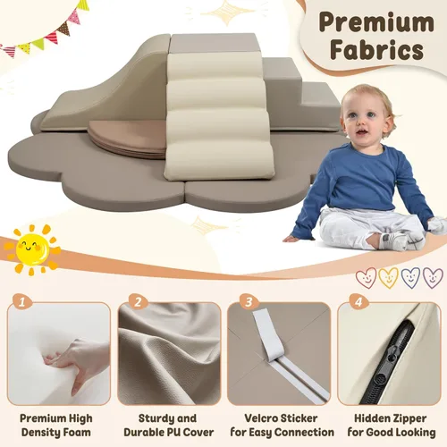 Miniatura 4 de Merax Juguetes de escalada de interior para niños pequeños, 6 piezas de espuma suave, bloques de escalada y tobogán, juego suave