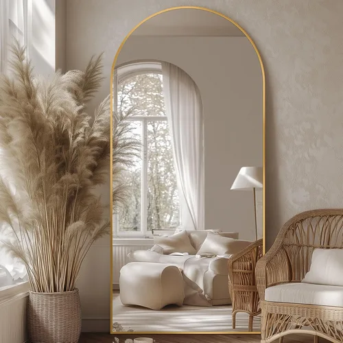 Espejo de longitud completa, espejo arqueado grande de 76"x34", espejos de pie grandes, espejos altos para cuerpo, espejo de piso para dormitorio o