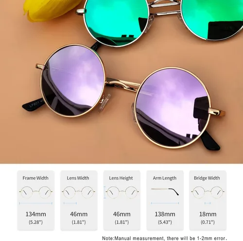 Miniatura 4 de Gafas de sol Joopin polarizadas, estilo Lennon, redondas, gafas de sol estilo hippy redondas para mujer y hombre