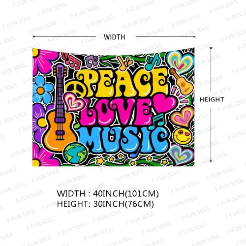 Miniatura 4 de F-FUN SOUL Tapiz de amor de paz y genial, 40 x 30 pulgadas, tapices musicales de los años 70, tapices psicodélicos de arte para colgar en la pared