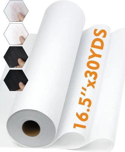 PLANTIONAL Interfaz fusible no tejido no tejido blanco ligero para planchado: 16.5 "x 30yds Interfaz no tejida de peso ligero en poliéster de una