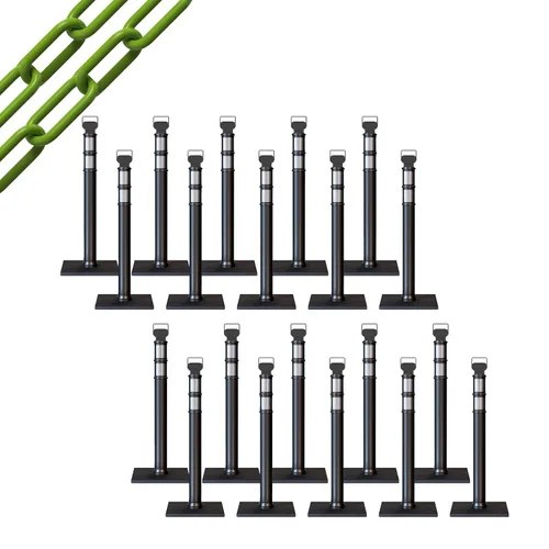 Miniatura 80 de Trafford Industrial - Juego de 20 postes de delineador de 45 pulgadas, collares reflectantes de 3 pulgadas, base de goma de 10 libras