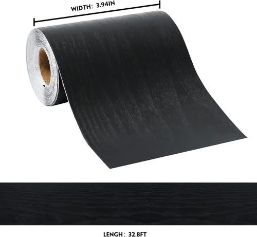 Miniatura 6 de DESOMINOR Borde negro de 32 pies para despegar y pegar, borde de madera negra, extraíble, impermeable, marco de espejo de baño