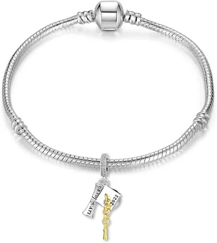 Miniatura 3 de QeenseKc Búho Graduate Cap Scroll Diploma Charm Beads para Pandora Charms Pulsera Collar, cobre, Cobre, Pa_Dangle-2_Graduation