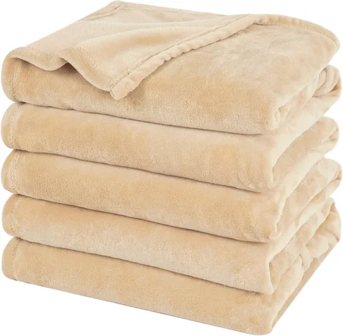 PHF - Cobija de vellón extragrande King de 120 x 120 pulgadas, sin desprendimiento, sin bolitas, grande y suave, 10 x 10 pies, para cama, sofá, Beige
