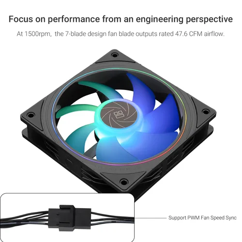 Miniatura 3 de Thermalright TL-S12-S X3 - Ventilador de CPU PWM, efecto de luz de apertura fina, conector PWM de 4 pines con efectos de luz ARGB, ventilador