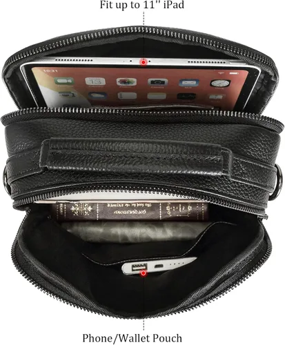 Miniatura 5 de Polare - Bolso de mensajero de cuero italiano de grano completo, estilo vintage, bolso cruzado al hombro, estilo casual, bolso de negocios