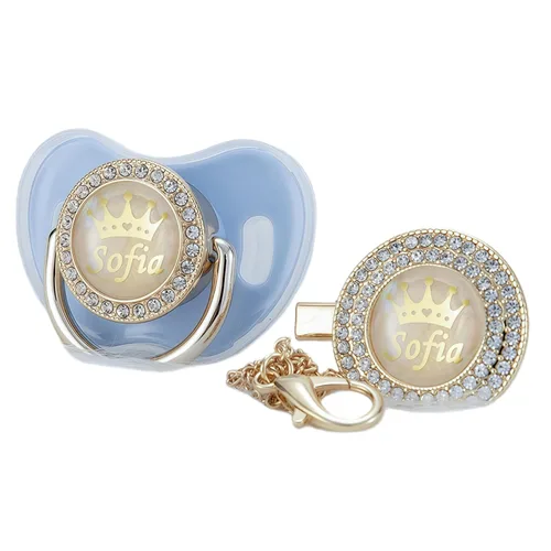 Miniatura 12 de Juego de Chupete y Clip Personalizado con Nombre en Oro Rosa con Brillos, Regalo Ideal para Baby Shower, Sesión de Fotos de Recién Nacido y Recuerdo