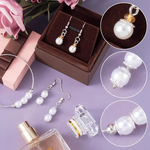 Miniatura 2 de ANCIRS 1200 tapas espaciadoras de cuentas espaciadoras de 0.27 pulgadas para hacer joyas, tapas de cuentas de filigrana de flores de metal para Plata