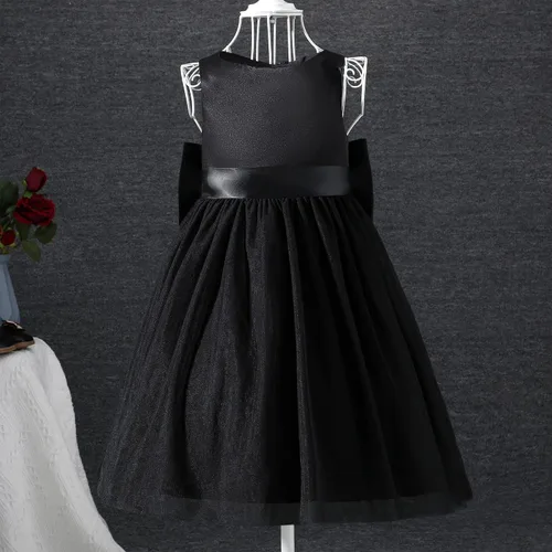 Miniatura 7 de OPAWO Vestidos negros para niña de flores para boda, vestido de Halloween, vestido de tul de encaje 3D satén princesa vestido de fiesta de bebé
