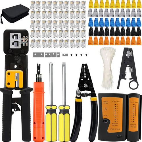 TAIWAIN - Herramienta de mantenimiento de reparación de prensado de cables RJ45, Cat5 Cat6, crimpadora portátil de red, conectores 8P4P6P, cortador