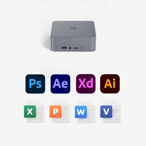 Miniatura 6 de Beelink Mini PC de escritorio EQR7 con AMD Ryzen 7 7735U 8C/16T, 16GB LPDDR5 500G NVMe M.2 SSD, salida de pantalla dual, WiFi 6, LAN dual 2.5G