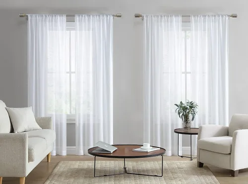 Miniatura 13 de Laura Ashley Cortinas traslúcidas blancas con bolsillo para barra, cada panel mide 38 pulgadas de ancho x 84 pulgadas de largo, Lehman, 4 paneles